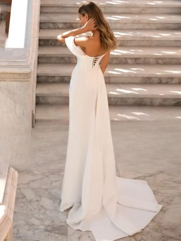 Sexy Mermaid Wedding Dress 2025 Sequined One-Shoulder Sweetheart Split Pleat Open Back Bridal Gowns Vestidos De Noiva Customized - Imagen 2