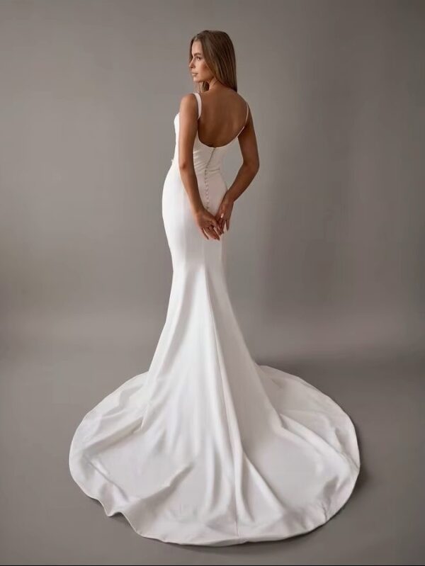 SoDigne Customized Mermaid Simple Wedding Dresses Sweetheart Sleeveless Beading Satin Bridal Dress Women Long Wedding Gown - Imagen 2
