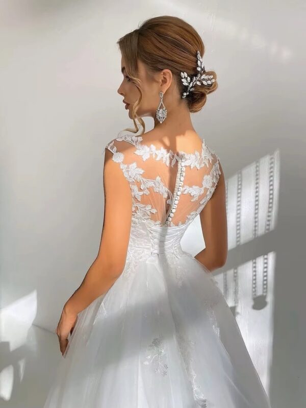 SoDigne A-line Appliques Wedding Dresses O-neck Sleeveless Tulle Bridal Dress Long Wedding Gown Robe De Mairee ﻿Customized - Imagen 3