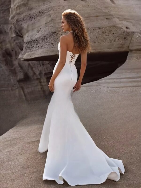 Elegant Pleat Mermaid Wedding Dresses 2025 Strapless Open Back Sleeveless Bridal Gown Sweep Train Vestido De Noiva Customized - Imagen 2