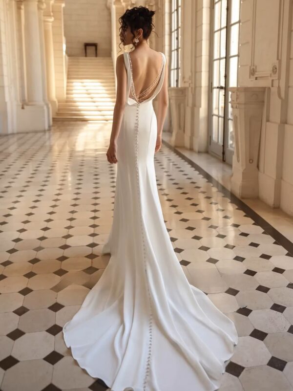 SoDigne Mermaid Satin Beach Wedding Dresses Sleeveless Backless Bridal Dress Long Wedding Gown Robe De Mairee Customized - Imagen 2