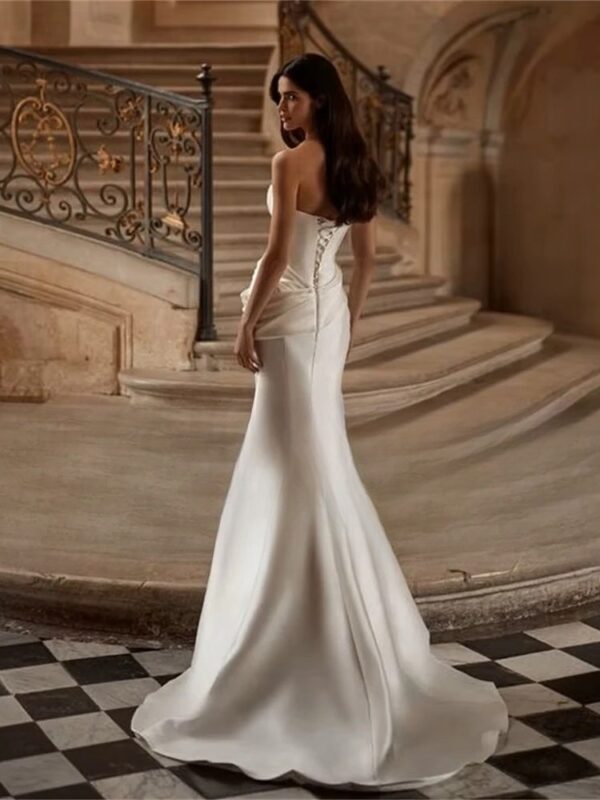 Elegant Mermaid Wedding Dress Women 2025 Sweetheart Pleat Open Back Strapless Train Bridal Gown Vestidos De Noiva Customized - Imagen 2