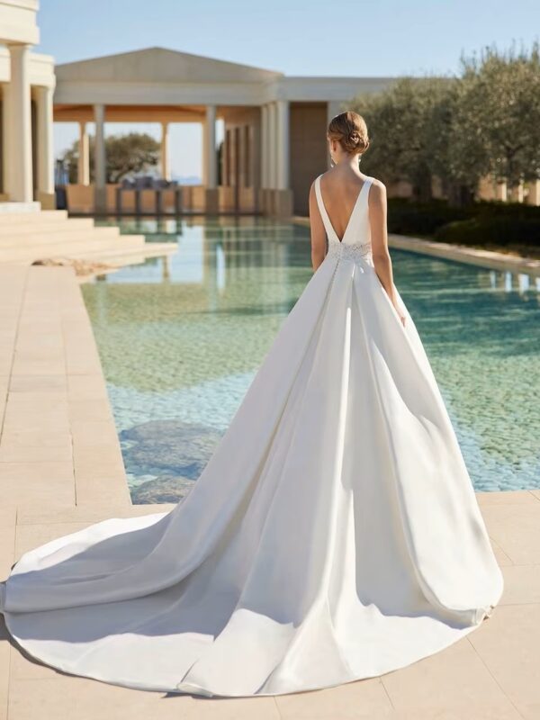 SoDigne Modern Satin Wedding Dresses A-Line Sleeveless Vestido De Noiva Women Bridal Dress Princess Wedding Gowns Customized - Imagen 2