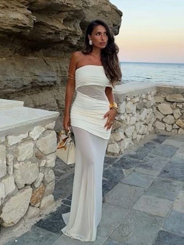 LORIE Lace Beach Wedding Dresses Strapless A-Line Satin Bride Gown Illusion Princess Bridal Dress vestidos de novia Customized - Imagen 2