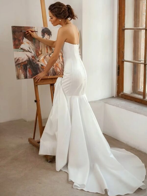 SoDigne Mermaid Satin Wedding Dress Strapless Sleeveless Bride Dresses Women Long Bridal Gowns vestidos de novia Customized - Imagen 2