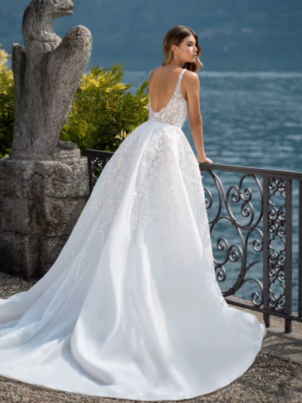 SoDigne Luxury A-line Wedding Dresses Square Collar Sleeveless Bridal Gown Beach Backless Appliques Tulle Split Bridal Dress - Imagen 2