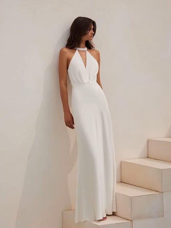 SoDigne Simple Beach Wedding Gown 2024 vestidos de fiesta Halter Sleeveless Bride Dress Long Wedding Party Dress Customized - Imagen 2
