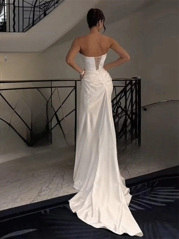 BIGDAY Modern Mermaid Wedding Dress Boat-Neck Lace Appliqued Pleat Open Back Lace-up  Bridal Gown Vestido De Noiva Customized - Imagen 2
