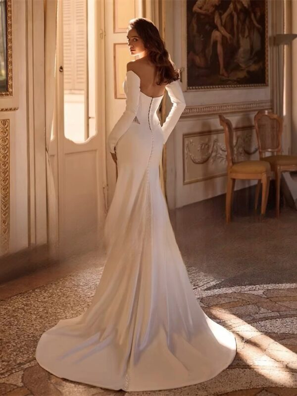 BIGDAY Long Sleeves Beading Mermaid Wedding Dress 2025 Sweetheart Split Pleat Open Back Bridal Gown Vestidos De Noiva Customized - Imagen 2