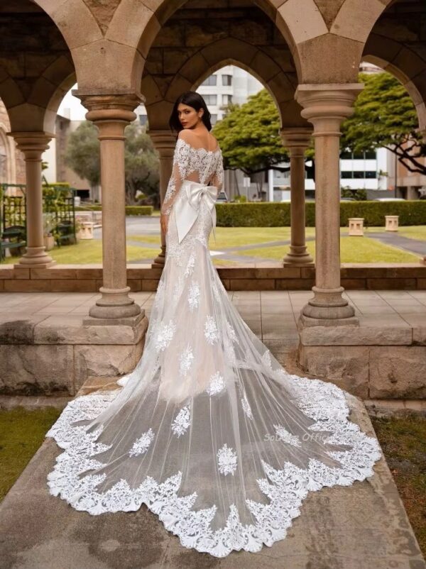 SoDigne Mermaid Long Wedding Dresses O-neck Full Sleeves Appliques Bridal Dress Bride Gown 2025 vestidos de novia Customized ﻿ - Imagen 3