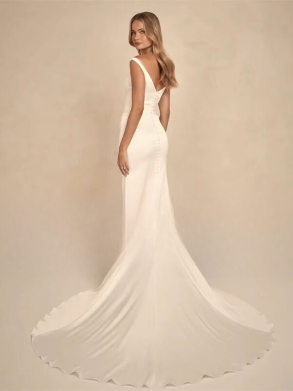 BIGDAY V-Neck Mermaid Wedding Dress 2025 Pleat Off The Shoulder Open Back Sweep Train Bridal Gown Vestidos De Noiva Customized - Imagen 2
