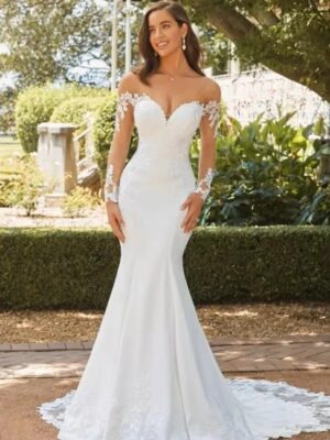 Elegant Sweetheart Mermaid Wedding Dress 2025 White Long Sleeve Open Back Lace Bridal Gown Train Vestido De Novia Customized