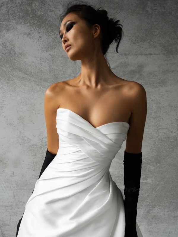 SoDigne A-line Satin Wedding Dress Sweetheart Sleeveless Ruched  Bride Dresses 2025 Bridal Gowns Robe De Mairee Customized - Imagen 4
