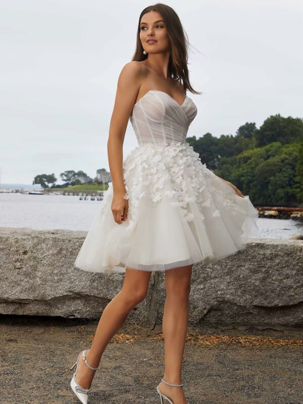 SoDigne A-line Tulle Short Wedding Dresses Sweetheart Sleeveless Appliques Bridal Dress Women Mini Wedding Gown Robe De Mairee - Imagen 3