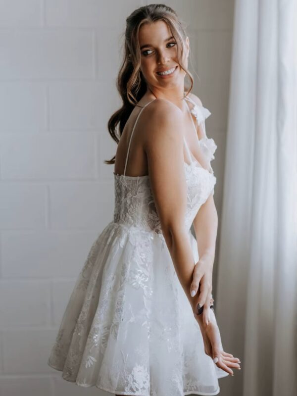 SoDigne Short Appliques Wedding Dresses A-line Sweetheart Sleeveless Tulle Bridal Dress Beach Mini Wedding Gown 2025 customized - Imagen 2
