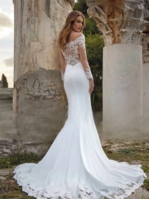Exquisite Lace Mermaid Wedding Dress Women 2025 Long Sleeve Off The Shoulder Appliqued Bridal Gown Vestidos De Noiva Customized - Imagen 2