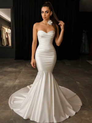 SoDigne Mermaid Satin 2025 Wedding Dress Sweetheart Sleeveless Bride Dresses Women Bridal Gowns vestidos de novia Customized