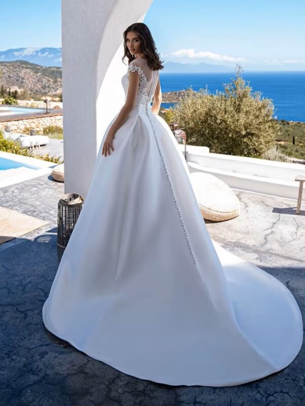 SoDigne Elegant Princess Wedding Dresses With Jacket Satin Scoop Lace Wedding Bridal Gowns Customized Wedding Party Gown - Imagen 2
