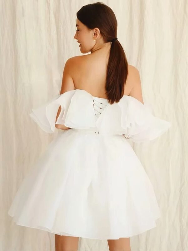 Customized Civil Short Boho Wedding Dresses Off The Shoulder Tiered Ruffles Puffy Mini Wedding Party Gowns For Bride Robes 2025 - Imagen 4