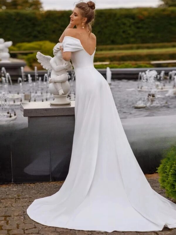 Classic Off The Shoulder Mermaid Wedding Dresses Women 2025 V-Neck Open Back Pleat Bridal Gowns Vestidos De Noiva Customized - Imagen 2