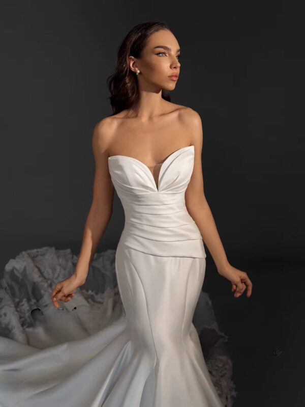 SoDigne Mermaid Satin Appliques Wedding Dresses Sweetheart Sleeveless Bridal Dress Long Wedding Gown Robe De Mairee ﻿Customized - Imagen 2