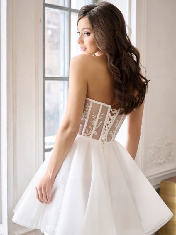 SoDigne A-line Short Wedding Dresses Sweetheart Sleeveless Tulle Mini Bride Dress Simple Lace Up Bridal Gown Vestido De Noiva ﻿ - Imagen 2
