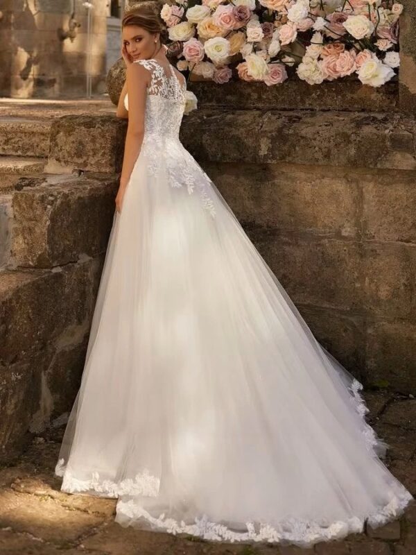 SoDigne Boho Wedding Dresses O-neck Sleeveless A-line Tulle Sleeveless Bridal Dress Long Bride Gown vestidos de novia ﻿ - Imagen 2