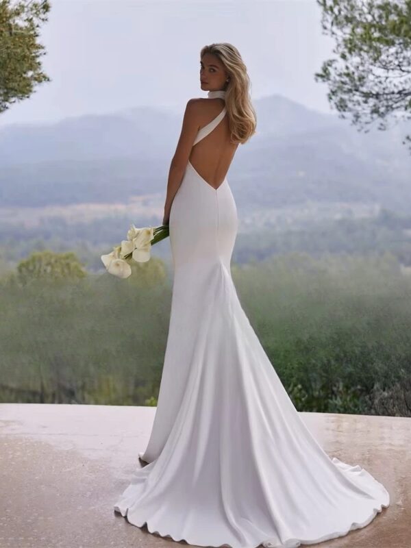 BIGDAY Sexy High Halter Mermaid Wedding Dresses Women 2025 Pleat Backless Sleeveless Bridal Gown Vestidos De Noiva Customized - Imagen 2
